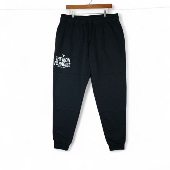 Under Armour Joggers XL Black Project Rock The Iron Paradise Do Not Go Gentle - Picture 1 of 15